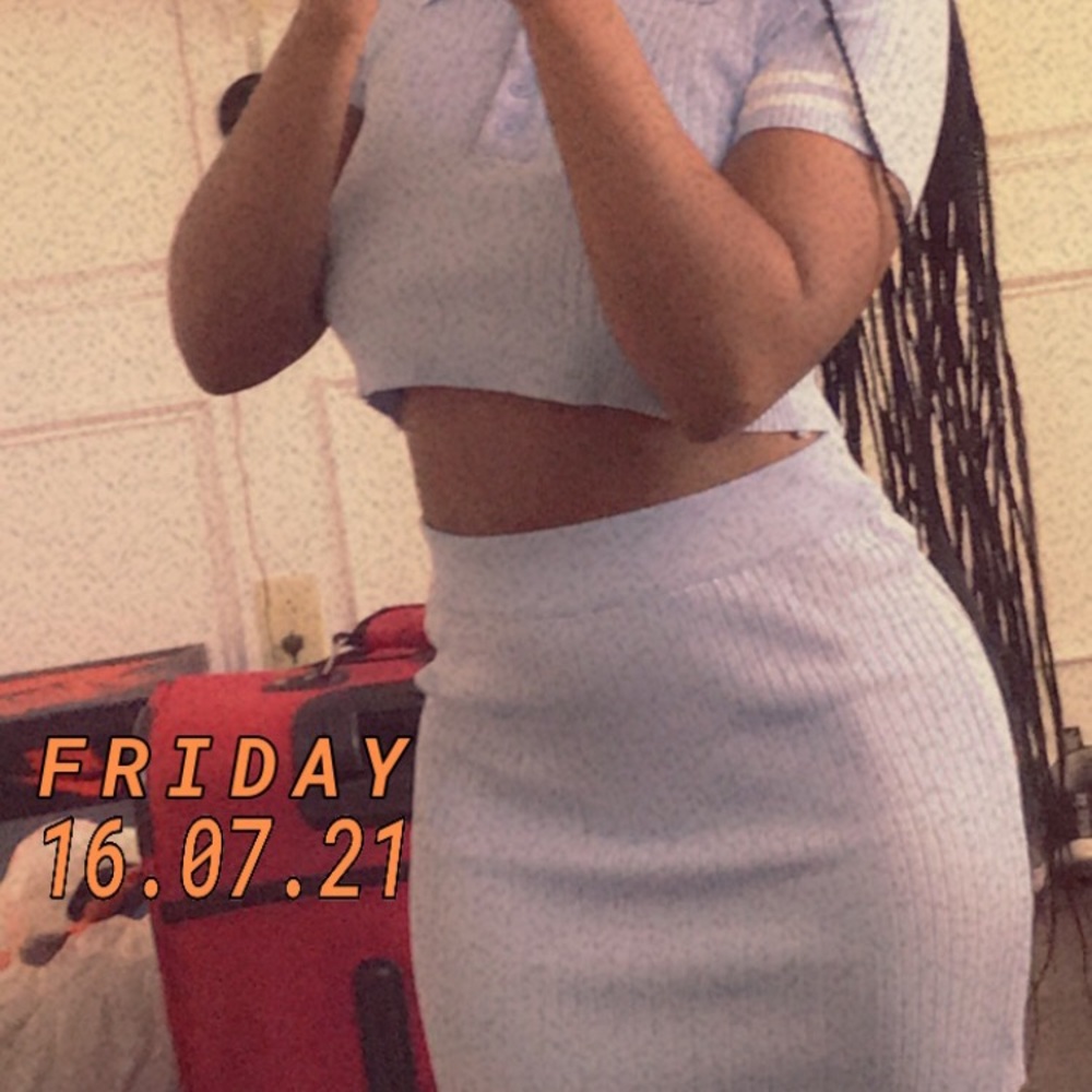 Two piece top and skirt set